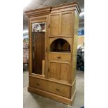 VICTORIAN ASH COMPACTUM WARDROBE HEIGHT 218CM, DEPTH 55CM,