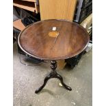 GEORGE II STYLE MAHOGANY TRIPOD WINE TABLE TOP AS FOUND