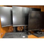 THREE DELL MONITORS AND ONE WIRELESS KEYBOARD