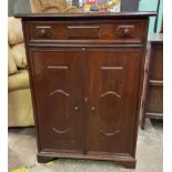 WALNUT PANEL FRONTED CUPBOARD WITH DRAWER 106CM H X 70CM W X 36CM D