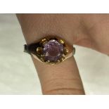 9CT ROSE GOLD CLAW SET AMETHYST RING SIZE T/U 5.