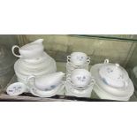 SHELF OF WEDGWOOD ICE ROSE BONE CHINA TABLE WARE,