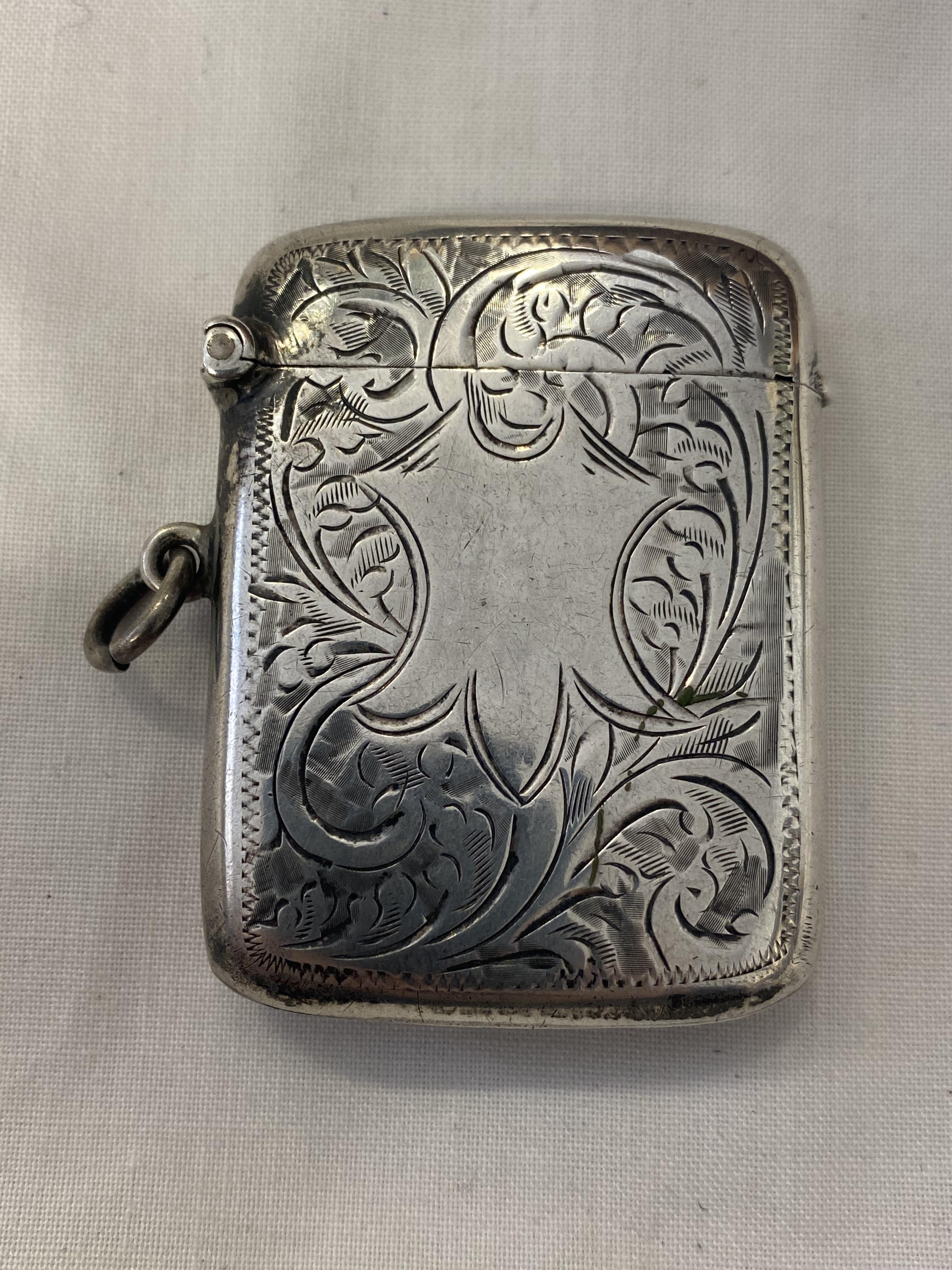 BIRMINGHAM SILVER ENGRAVED VESTA CASE