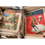 BOX OF VINTAGE LION AND CHAMPION 1960S COMIC BOOKS AND A QTY OF TIGER AND HURRICANE COMICS