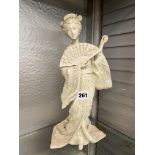 RESIN PAST TIMES MODEL OF JAPANESE GEISHA GIRL HOLDING A FAN