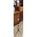 VINTAGE 1960S WOOD AND METAL TRIPOD LAMP STANDARD