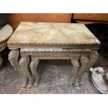 ONYX AND GILT METAL LEGGED NEST OF THREE TABLES