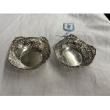 PAIR OF SHEFFIELD SILVER FILIGREE BONBON DISHES 2OZ APPROX