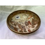 JAPANESE SATSUMA EARTHENWARE BOWL DECORATED WITH PANELS OF FIGURES