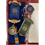 CASED ROYAL ANCIENT ORDER OF THE BUFFALO SILVER GILT ENAMEL GRAND LODGE OF ENGLAND MEDALLION,