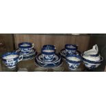 SHELF OF BOOTHS REAL OLD WILLOW PATTERNED TEA SERVICE