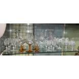 SHELF OF DRINKING GLASSES AND DECANTERS