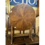 WALNUT QUARTER VENERED CIRCULAR TOPPED FOLDING TABLE 60CM D