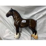 BESWICK STANDING SHIRE WITH YELLOW BRAID MINUTE NIBBLE TO TIP OF EAR