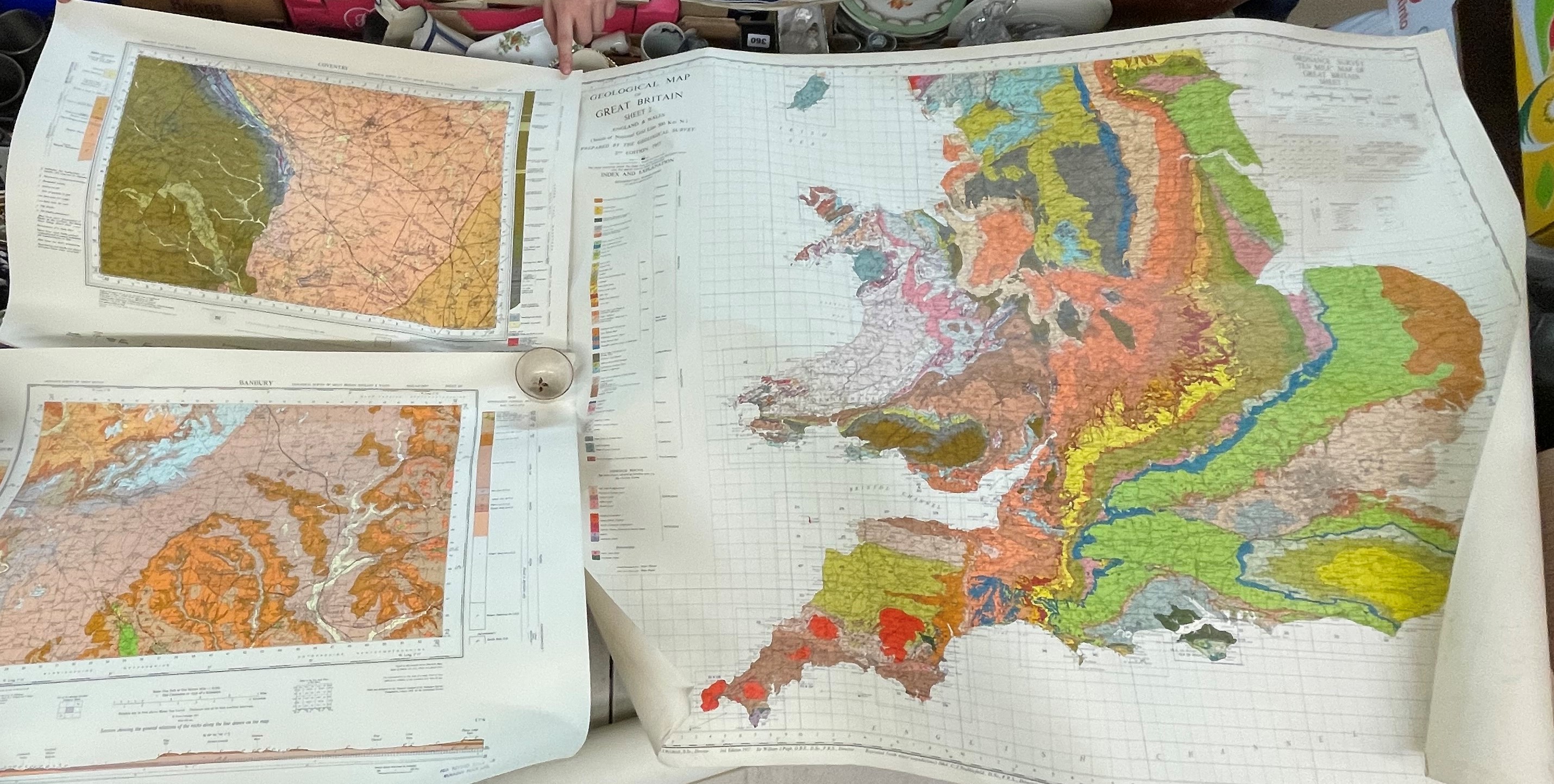 ROLLED GEOLOGICAL MAP OF GREAT BRITAIN AND WALES, 2ND EDITION 1957,