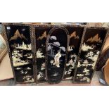 SERIES OF FIVE BLACK LACQUERED CHINOSERIE WALL PANELS