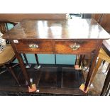 LATE 18TH CENTURY PROVINCIAL OAK SIDE TABLE FITTED WITH TWO DRAWERS