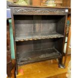 SMALL OAK CARVED FRIEZE BOOKCASE