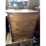 SMALL GEORGIAN STYLE MAHOGANY CHEST OF FOUR DRAWERS WITH REEDED TOP EDGE ON BRACKET FEET 77CM H X