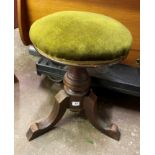 VICTORIAN WALNUT UPHOLSTERED REVOLVING PIANO STOOL