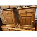 PAIR OF PINE PANEL DOOR BEDSIDE CHESTS