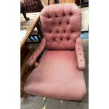 VICTORIAN LONG BUTTON BACKED GENTLEMAN'S ARMCHAIR