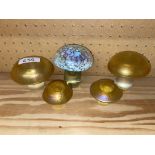 JOHN DITCHFIELD SELECTION OF IRIDESCENT GLASS MUSHROOMS AND ONE OTHER