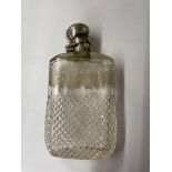 FINELY ETCHED AND HOBNAIL FLASK WITH PLATED MOUNT BY JAMES DIXON