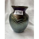 AN OKRA STUDIO GLASS MARBLED VASE, INSCRIBED GLASS GILD FOUNDER MEMBER 1997-1998 NO.