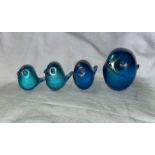 SET OF FOUR JOHN DITCHFIELD GLASS FORM IRIDESCENT BIRDS