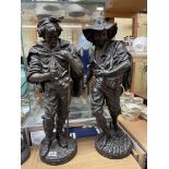 SPELTER FIGURES ENTITLED SEMEUR AND MOISSONNEUR