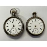 TWO SILVER CASED POCKET WATCHES A/F