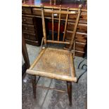 EDWARDIAN BEECH AND BENT WOOD SPINDLE BACK DESK CHAIR