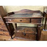 PINE GALLERY BACKED WASHSTAND WITH FRIEZE DRAWER