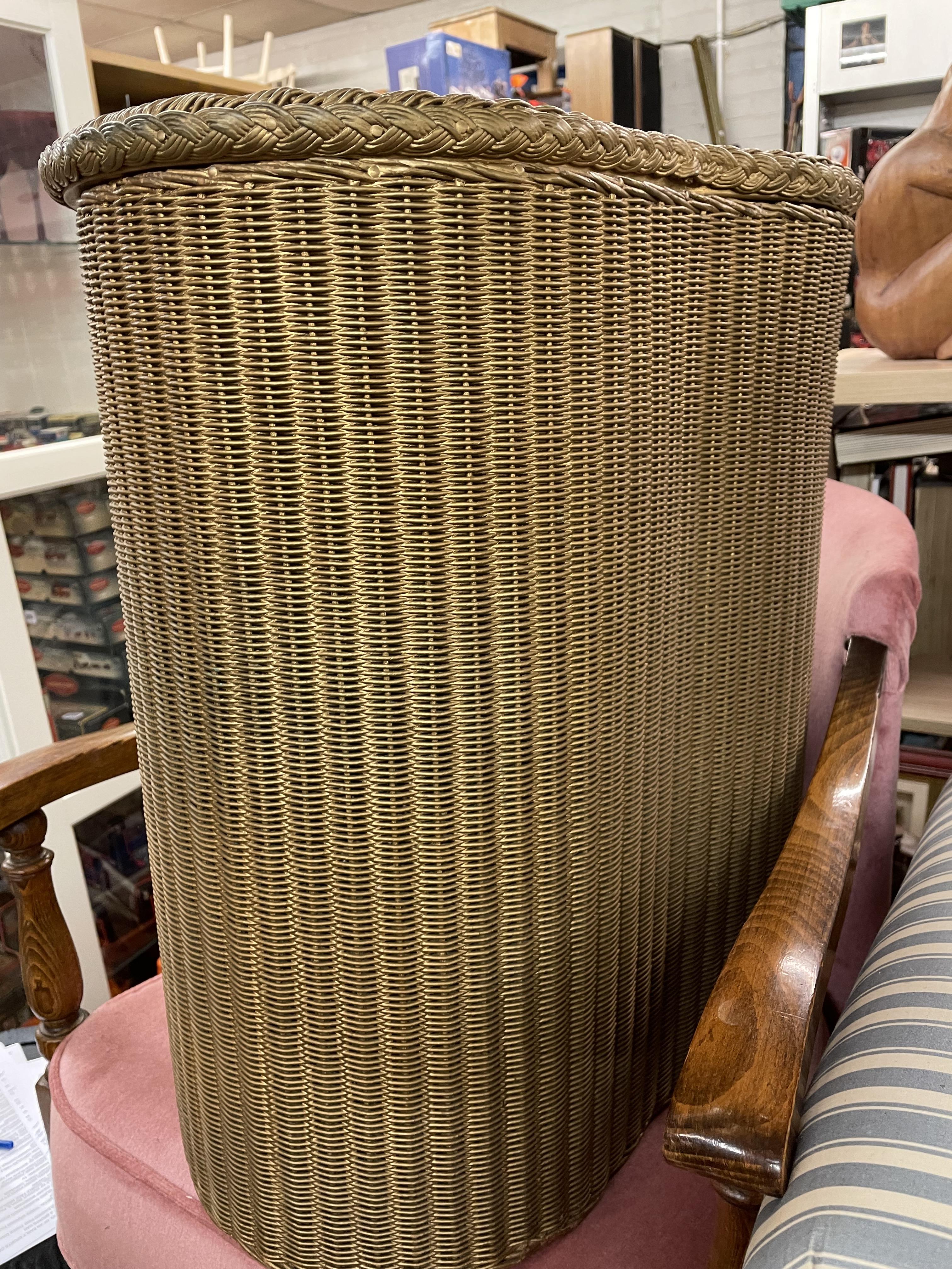 GOLD LLOYD LOOM BASKET CHAIR AND MATCHING BIN - Image 2 of 2