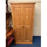 PINE PANEL TWO DOOR WARDROBE