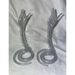 TWO GLASS COILED SNAKES