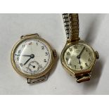 9CT GOLD CASED LADIES ROTARY WRIST WATCH ON EXPANDING BRACELET STRAP AND AN UNMARKED YELLOW METAL