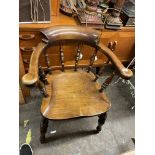 ELM SPINDLE RAIL SMOKERS BOW ARMCHAIR