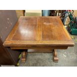 OAK BULBOUS LEG DRAWER LEAF TABLE