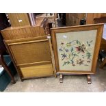 TWO TIER FOLDING CAKE STAND/TROLLEY AND A TAPESTRY NEEDLE POINT FOLDING FIRE SCREEN