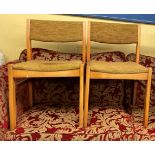 SET OF FOUR BEECH UPHOLSTERED DINING CHAIRS