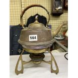 ARTS AND CRAFTS COPPER AND BRASS SPIRIT KETTLE ON STAND