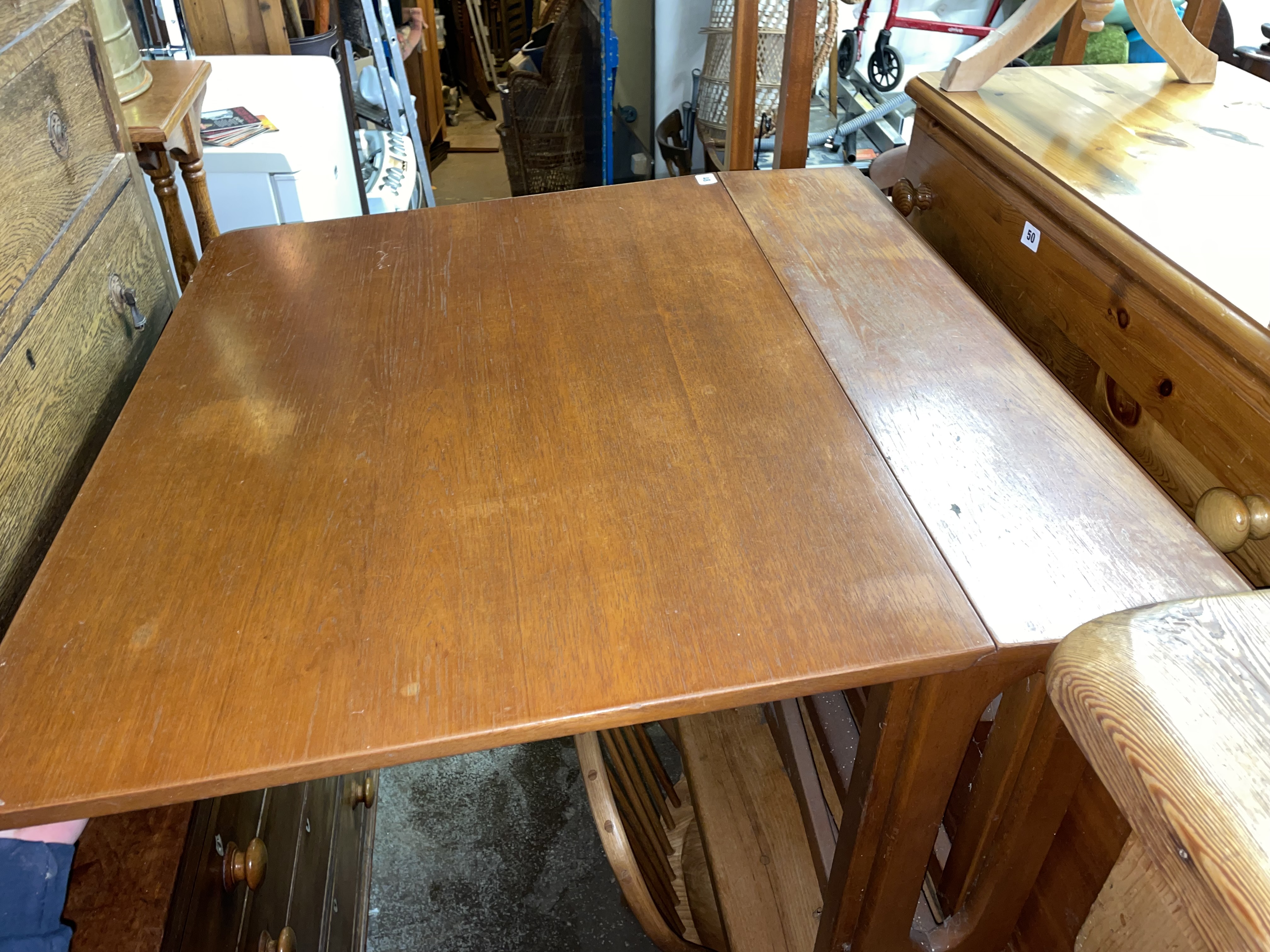 TEAK NARROW DROP FLAP DINING TABLE - Image 2 of 3