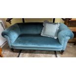 VICTORIAN PALE BLUE UPHOLSTERED CHESTERFIELD SOFA