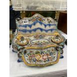 FAIENCE POTTERY ENCRIER/DESK STANDISH