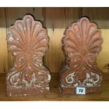 PAIR OF ANTHEMION TERRACOTTA RIDGE TILE ENDS