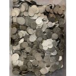 TUB OF PRE DECIMAL GB HALF CROWNS, TWO SHILLINGS,