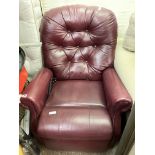 CHERRY BUTTONED LEATHER DINING ARMCHAIR