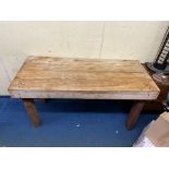 WASHED BUTCHERS BLOCK TYPE TABLE WIDTH 139CM X DEPTH 60CM X HEIGHT 74CM APPROX